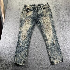 Rebel Minds Jeans Women's 34x32 Blue Cotton Denim Straight Leg Acid Wash Stretch